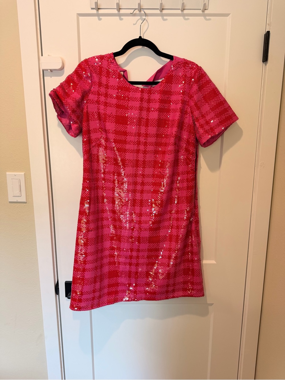 Maeve Sequin Plaid Shift Dress